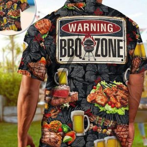 Bbq Warning Bbq Zone – Trendy Hawaiian Shirt, Vintage Trendy Hawaiian Shirt, Gift Summer, Gifts For Bachelor Party,Bq-Themed Shirt, Barbeque Party Shirt.