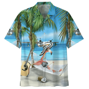 Beach And Flamingo Ornamental Design Trendy Hawaiian Shirt
