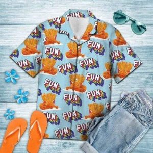 Beach Shirt Fried Chicken Fun Summer Hawaiian KLA Shirts, Chicken Lover Trendy Hawaiian Shirt For Summer Gifts
