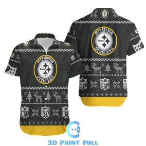 Beach Shirt Pittsburgh Steelers Ugly Christmas All Over Print Printed Sweatshirt Ugly Hawaiian Shirt