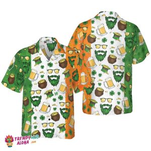 Beard Saint Patrick’s Day Seamless Pattern Hawaiian Shirt