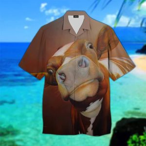 Beautiful Cow Face 3D Trendy Hawaiian Shirt, Cow Hawaii Shirt