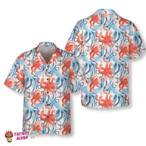 Beautiful Watercolor Octopus Seamless Pattern Hawaiian Shirt, Funny Octopus Shirt For Men & Women
