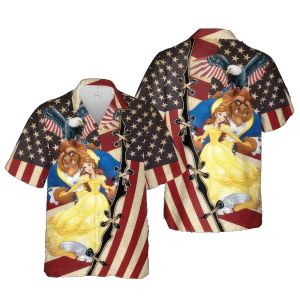 Beauty And The Beast US Flag Hawaiian Shirt Disney Ideal Gifts