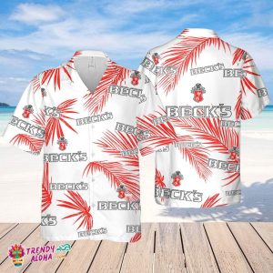 Beck’s Beer Hawaiian Palm Leaves Pattern Shirt, Beer Summer Party Hawaiian Shirt, Beck’s Beer Shirt