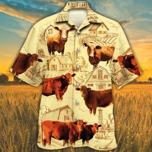 Beefmaster Cattle Lovers Farm Trendy Hawaiian Shirt, Farm Cow Short Sleeve Hawaiian KLA Shirt For Men, Women