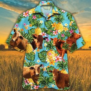 Beefmaster Cattle Lovers Pineapple Trendy Hawaiian Shirt, Cow Trendy Hawaiian Shirt For Summer Gifts
