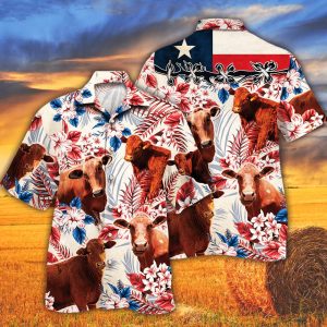 Beefmaster Cattle Lovers Texas Flag Trendy Hawaiian Shirt, Cow Trendy Hawaiian Shirt For Summer Gifts