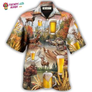Beer And Hunting Deer Autumn Moutain Hawaiian Shirt – Trendy KLA