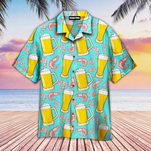 Beer And Shrimps Trendy Hawaiian Shirt For