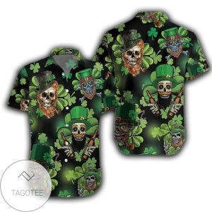 Beer And Skull St Patrick Men Green Hawaiian Shirts