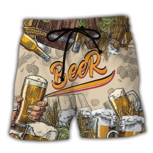 Beer Born To Drink Trendy KLA Hawaiian Beach Shorts