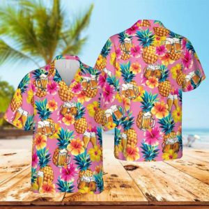 Beer Cheers Pineapple Pink Hawaii Shirt, Summer Shirt