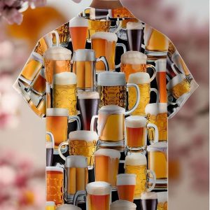 Beer Chest Pockets Short Sleeve Hawaiian Shirt