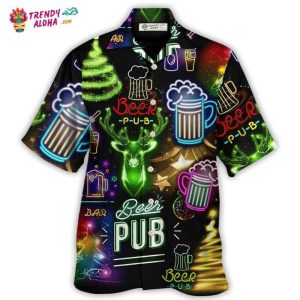 Beer Christmas Neon Art Drinking Hawaiian Shirt – Trendy KLA