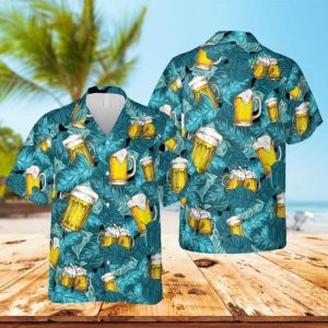 Beer Cups And Tropical Plants Hawaii T-Shirt, Gift For Dad