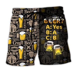 Beer Do I Want A Beer Trendy KLA Hawaiian Beach Shorts