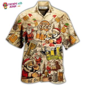 Beer Drinking Beer With Santa Claus Hawaiian Shirt – Trendy KLA