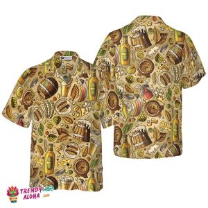Beer Fest Seamless Pattern Hawaiian Shirt
