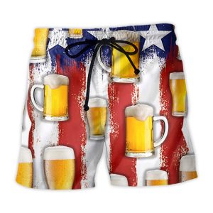 Beer Happy Independence Day America Basic Trendy KLA Hawaiian Beach Shorts