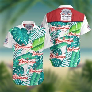 Beer Hawaii Shirt Budweiser Logo Tropical Palm Leave Green Hawaiian KLA Shirt