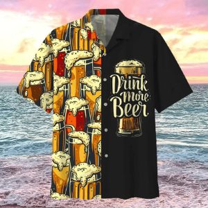 Beer Hawaii Shirt Vintage Drink More Beer Cups Of Beer Black Hawaiian Shirt Beer KLA Shirt