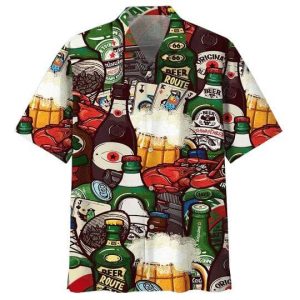 Beer Hawaiian Shirt Beer Bottles With Lobster Pattern Hawaii KLA Shirt