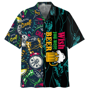 Beer Hawaiian Shirt Beer Cans Wish You Were Beer Ocean Multicolor Hawaii KLA Shirt