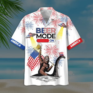 Beer Hawaiian Shirt Beer Mode On Bigfoot Loch Ness Monster Fireworks White Hawaii Shirt Beer KLA Shirt