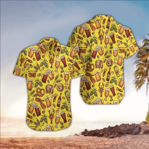 Beer Hawaiian Shirt Beer Pub And Food Yellow KLA Shirt Beer Hawaii Shirt