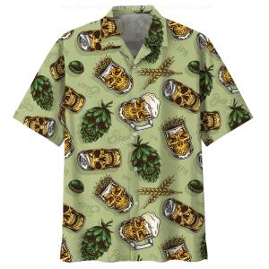 Beer Hawaiian Shirt Beer Skull Cups Wheats And Hops KLA Shirt