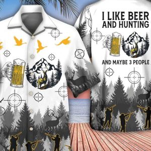 Beer I Like Beer And Hunting And Maybe 3 People, Funny Trendy Hawaiian Shirt, Hawaii Shirt Party Summer, Hawaiian Set Gift, Father’s Day Gift.