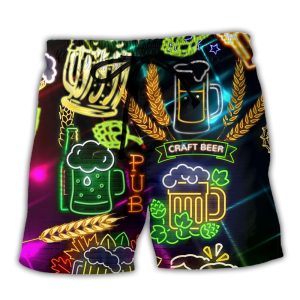 Beer It’s Beer O’Clock Stunning Trendy KLA Hawaiian Beach Shorts