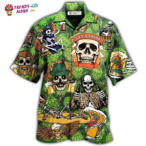 Beer It’S Beer Time Skull Hawaiian Shirt – Trendy KLA