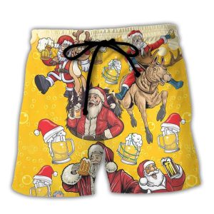 Beer Santa Funny Christmas Merry Xmas Trendy KLA Hawaiian Beach Shorts