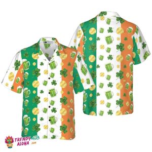Beer Shamrock And Coin St Patrick’s Day Hawaiian Shirt