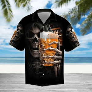 Beer Skull Trendy Hawaiian Shirt For