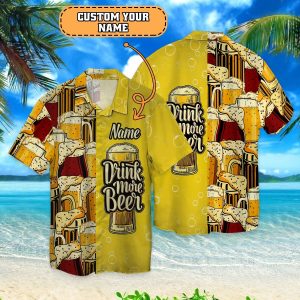Beer Trendy Hawaiian Shirt, Gift For Bear Lovers, Custom Name Trendy Hawaiian Shirt For Men