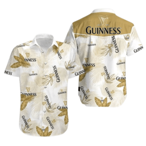 Beer Trendy Hawaiian Shirt Guinness Beer Yellow White Hawaii KLA Shirt Beer Hawaii Shirt