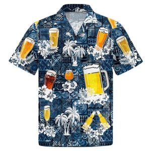 Beer Trendy Hawaiian Shirt Style Blue Drinking Shirt Beer Lover Gift, KLA Beach Shirt