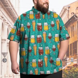 Big & Tall Casual Beer Festival Party Hawaiian Shirt