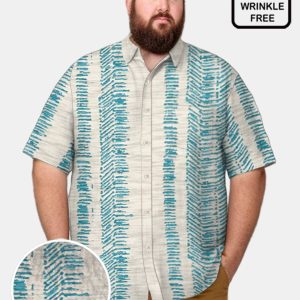 Big & Tall Retro Stripes Flamingo Free Seersucker Hawaiian Shirt