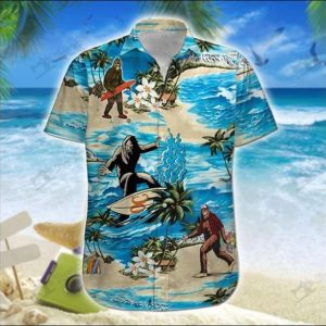 Big Foot Surfing Sasquatch Lovers Hawaiian Shirt