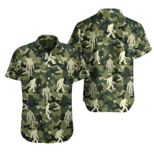 Bigfoot KLA Shirt Bigfoot Green Camo Hawaiian Shirt Adult