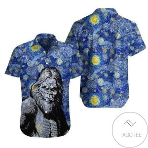 Bigfoot Basking Under a Starry Night on StylisHawaiian Shirt