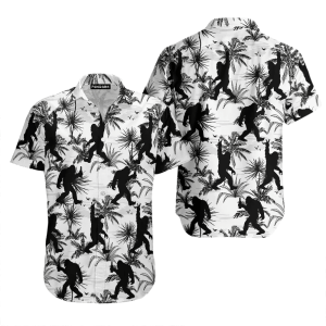 Bigfoot Black And White Trendy Hawaiian Shirt