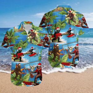 Bigfoot Christmas Hawaii Shirt Bigfoot Christmas Hat Hawaiian KLA Shirt