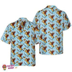 Bigfoot Cowboy Giddy Up Bigfoot Hawaiian Shirt, Sky Blue Vintage Rodeo Horse Riding Bigfoot Shirt For Men