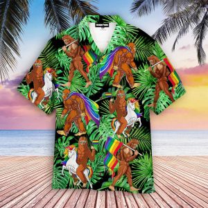 Bigfoot Gay Proud Of Lgbt Rainbow Flag KLA Hawaiian Shirts