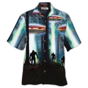 Bigfoot Hawaii Shirt Bigfoot Forest Ufo Hawaiian Shirt